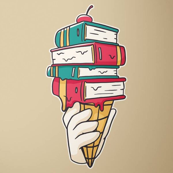 T-shirt men Book IceCream SAND 02 Damska Bluza z Nadrukiem lodowych książek "Literary Delights"