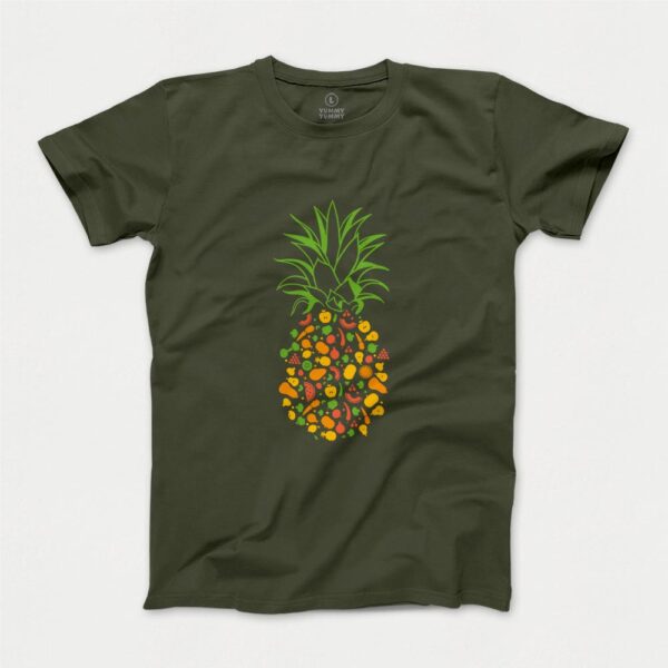 T-shirt men PineappleComposition KHAKI Męska Koszulka z Ananasem wykonanym z innych owoców