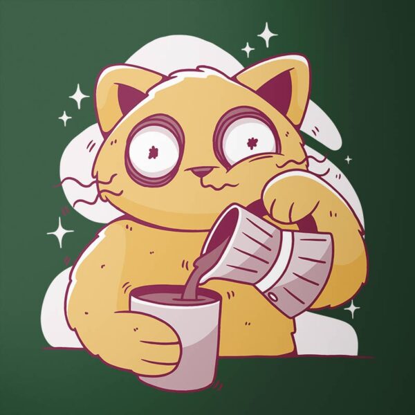 Koszulka Męska "Caffeine Cat": humor, miłość do kawy i kotów
