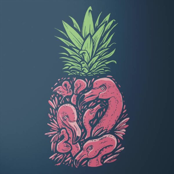 Koszulka Męska z nadrukiem ananasa w flamingowym stylu