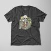 T-shirt men skeleton-with-coffee USED BLACK 01 T-shirt męski ze szkieletem pijącym kawę