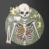 T-shirt men skeleton-with-coffee USED BLACK 02 T-shirt męski ze szkieletem pijącym kawę