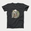 T-shirt men skeleton-with-coffee USED BLACK T-shirt męski ze szkieletem pijącym kawę