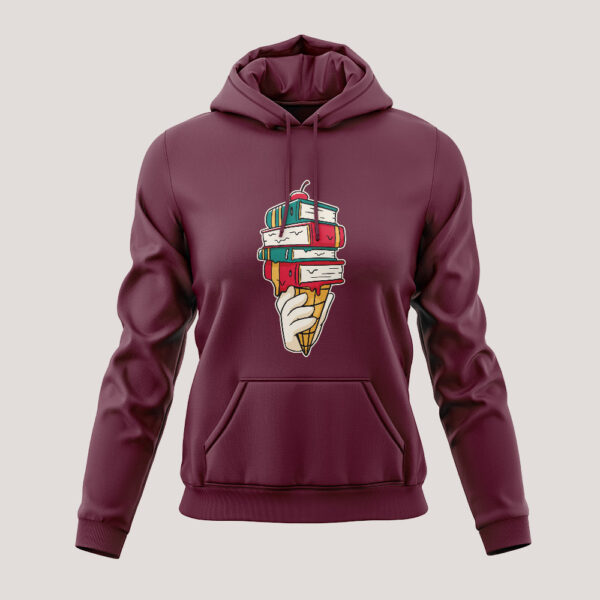 Bluza Damska z Kapturem "Książki i Lody"