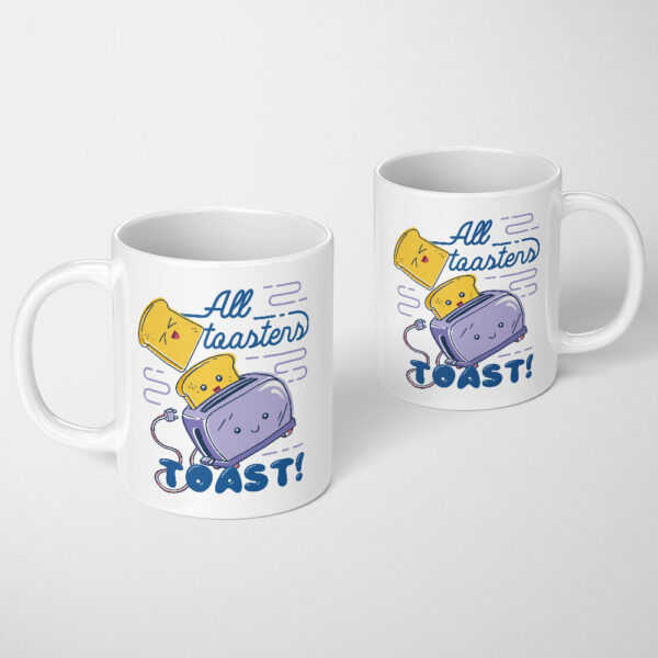 Kubek 11oz All-toasters_-toast Kubek ceramiczny z nadrukiem uśmiechniętych tostów i Tostera